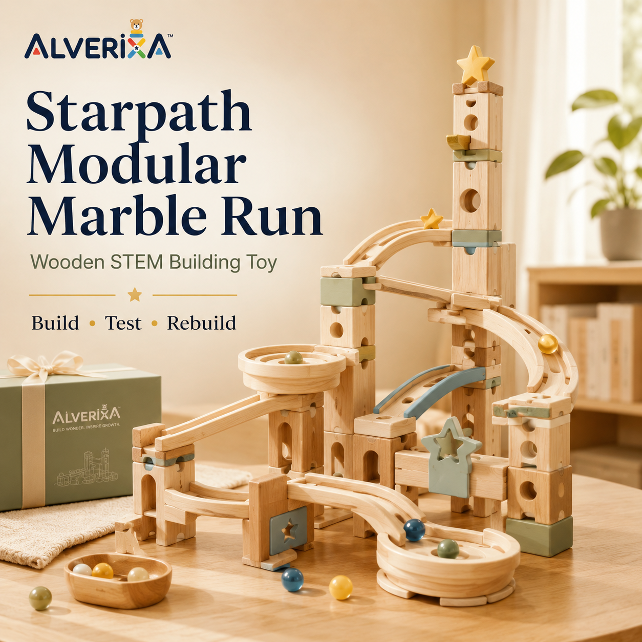 ๐๐ฅ๐ฏ๐ฒ๐ฟ๐ถ๐
๐ฎโข Starpath Modular Marble Run | Wooden STEM Building Toy, Creative Ball Track & Engineering Gift
