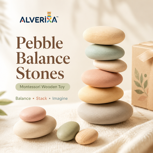 𝐀𝐥𝐯𝗲𝗿𝗶𝘅𝗮™ Pebble Balance Stones | Montessori Wooden Stacking Toy, Open-Ended Building Blocks & Neutral Kids Gift
